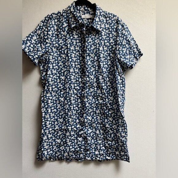 Onia 100% Linen Floral Button Down Shirt Dress Sz M - Picture 2 of 10